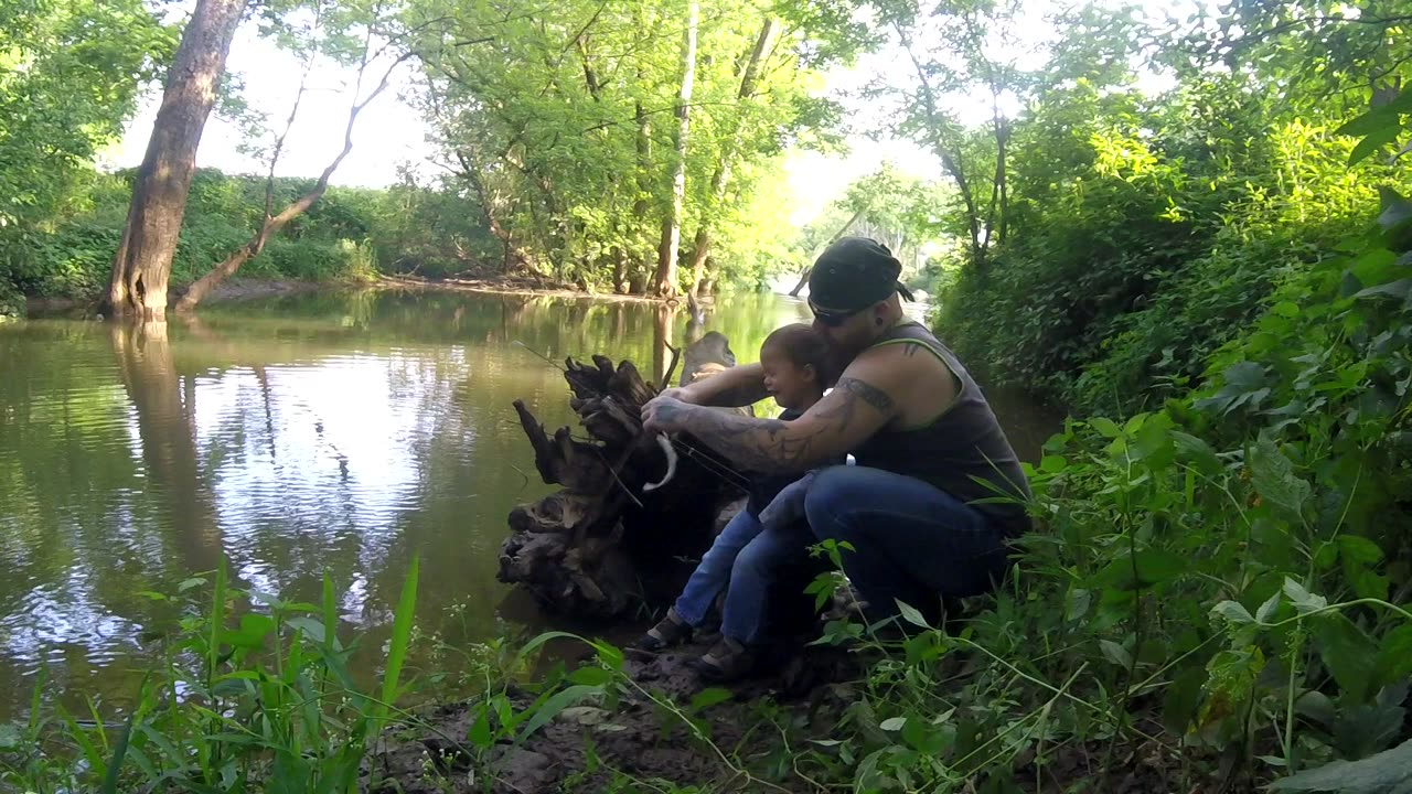 2 year old catches his first fish