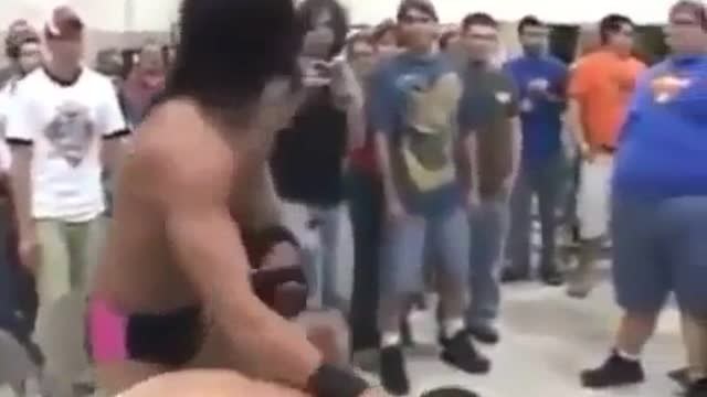 Boldest WWE Move - Random Guy's Belly Gets Utilized