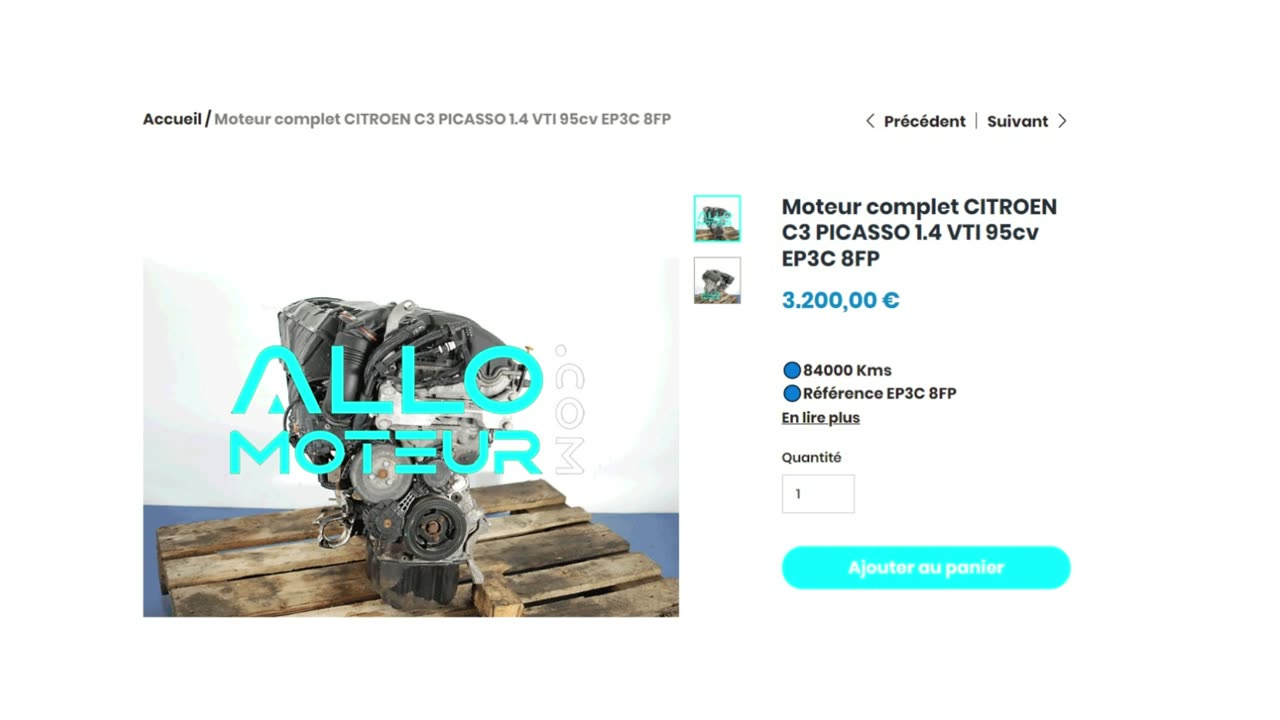 ALLOMOTEUR.COM - Moteur complet CITROEN C3 PICASSO 1.4 VTI 95cv EP3C 8FP