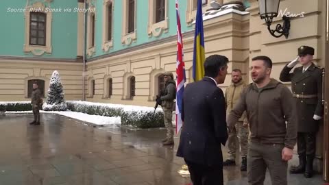 UK Prime Minister Rishi Sunak arrives in Ukraine to meet Volodymyr Zelensky