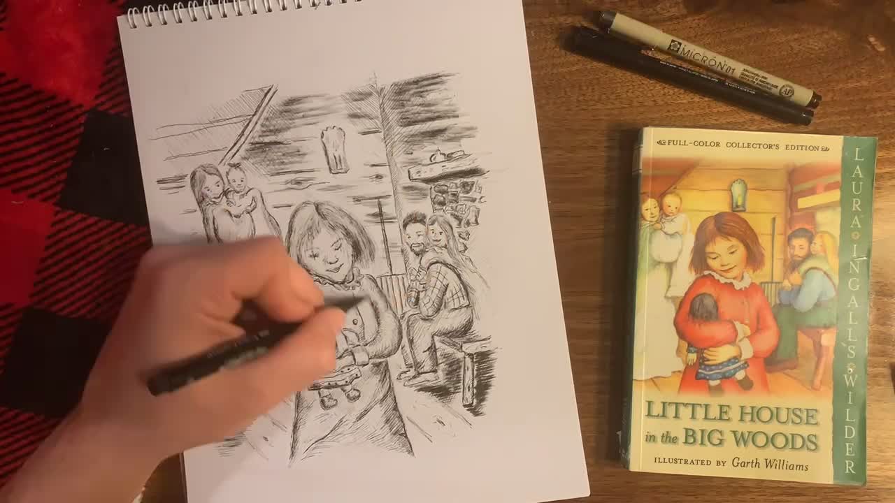 Little House in the Big Woods (pen sketch timelapse)