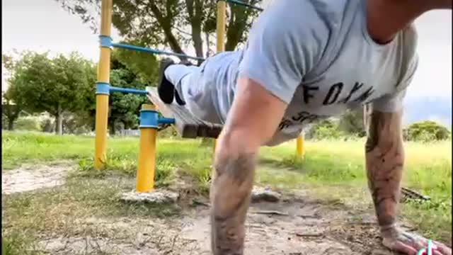 Calisthenics workout in the park.