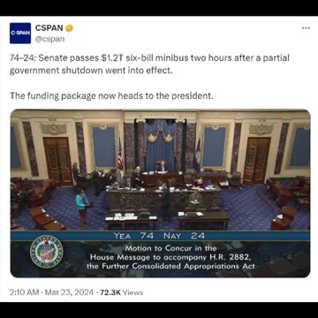 The funding package now heads to the president.