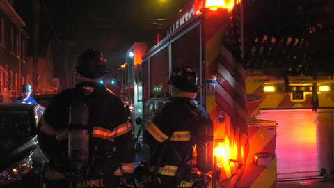 Fireman rescues dog from house fire in Allentown, PA.