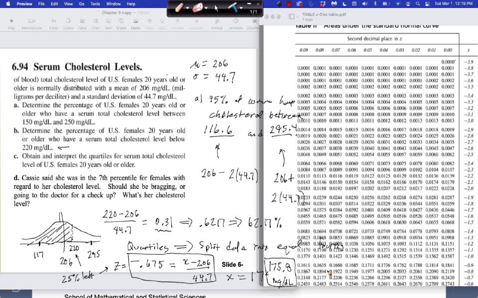 STP 226 Tu Mar 1: Percentiles, z alpha, Review for Exam 2