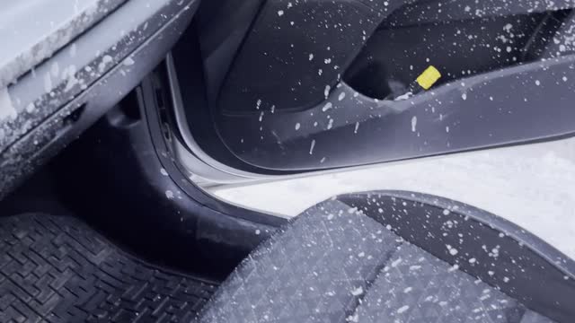 Aftermath of Energy Drink Explosion in Car in Freezing Temps