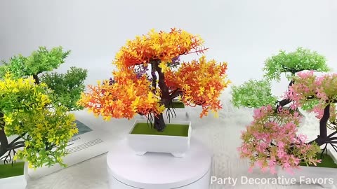 Artificial Plants Bonsai Small Tree Pot Fake Plant Flowers Potted Ornaments 🌱🌳