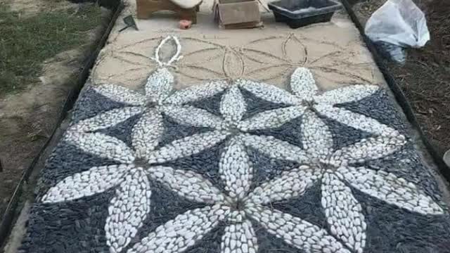 beautiful outdoor decoration with stone craft ideas/walkway designs