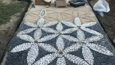 beautiful outdoor decoration with stone craft ideas/walkway designs