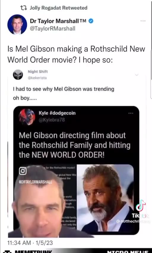 MEL GIBSON MAKING FILM ABOUT ROTHSCHILD & NEW WORLD ORDER