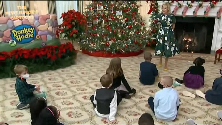 Maskless Jill Biden Forced Military Kids To Wear Masks At Her Christmas Event