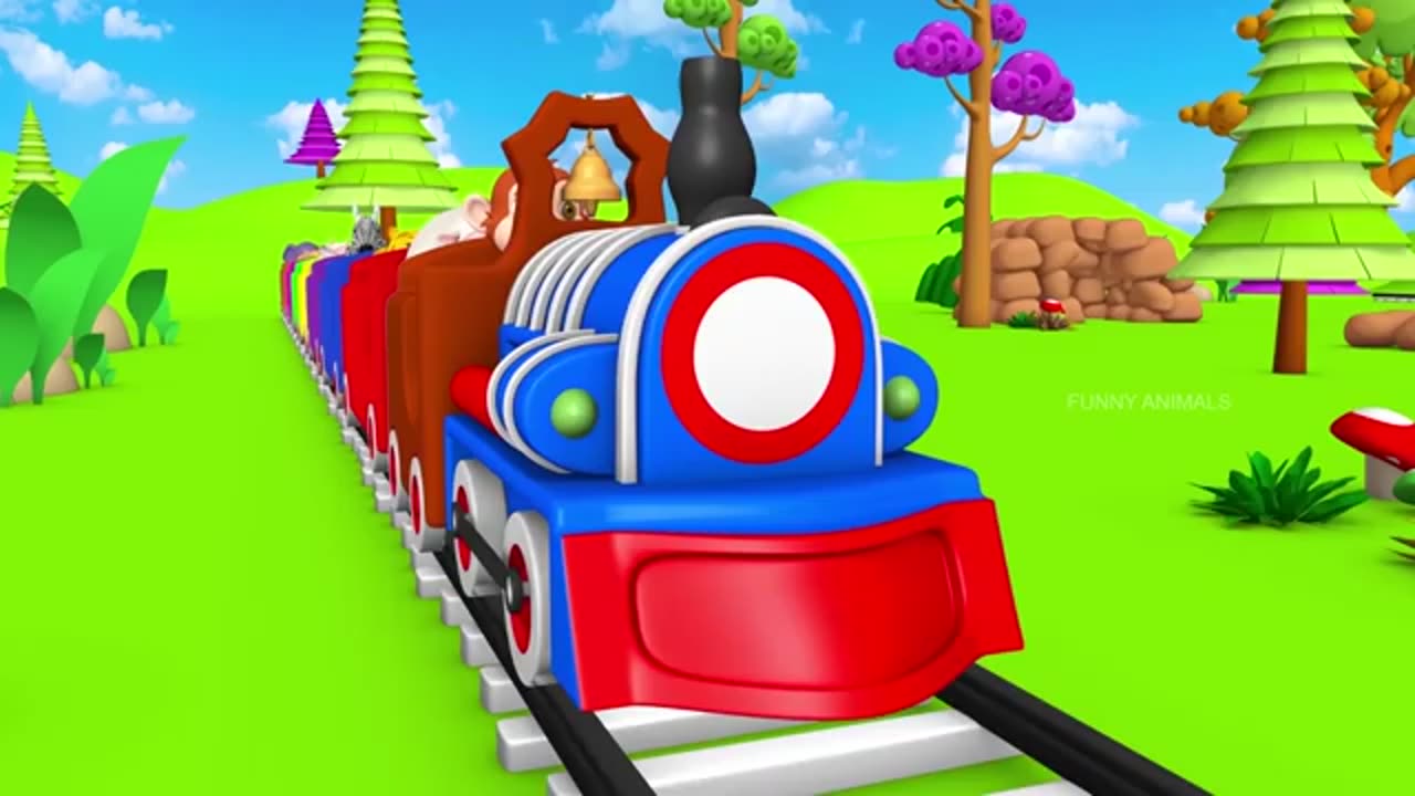 Forest Animals Fun Ride on Monkey’s Train Transport | Funny Animals Tiger , Elephant, Goat, Zebra