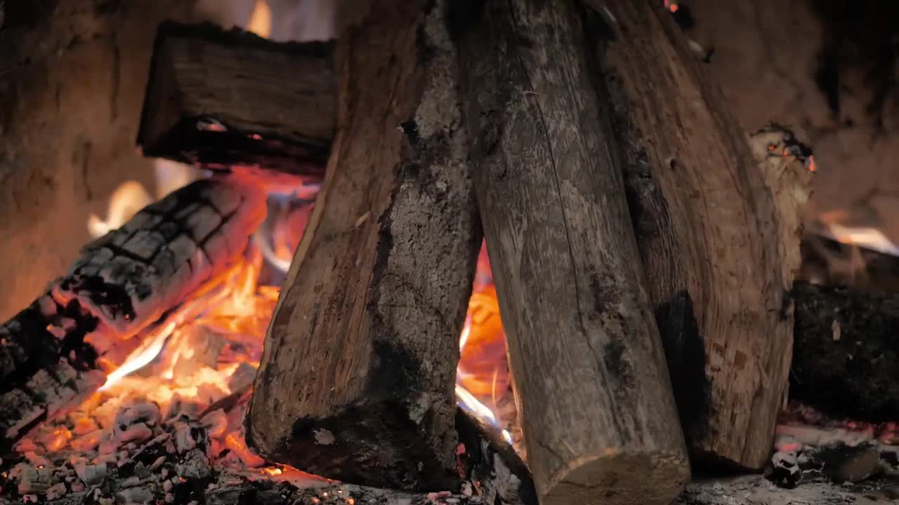 Closeup view of a fireplace