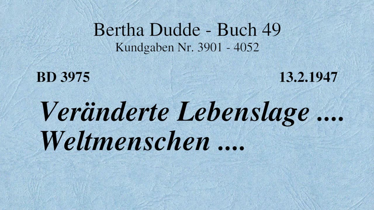 BD 3975 - VERÄNDERTE LEBENSLAGE .... WELTMENSCHEN ....