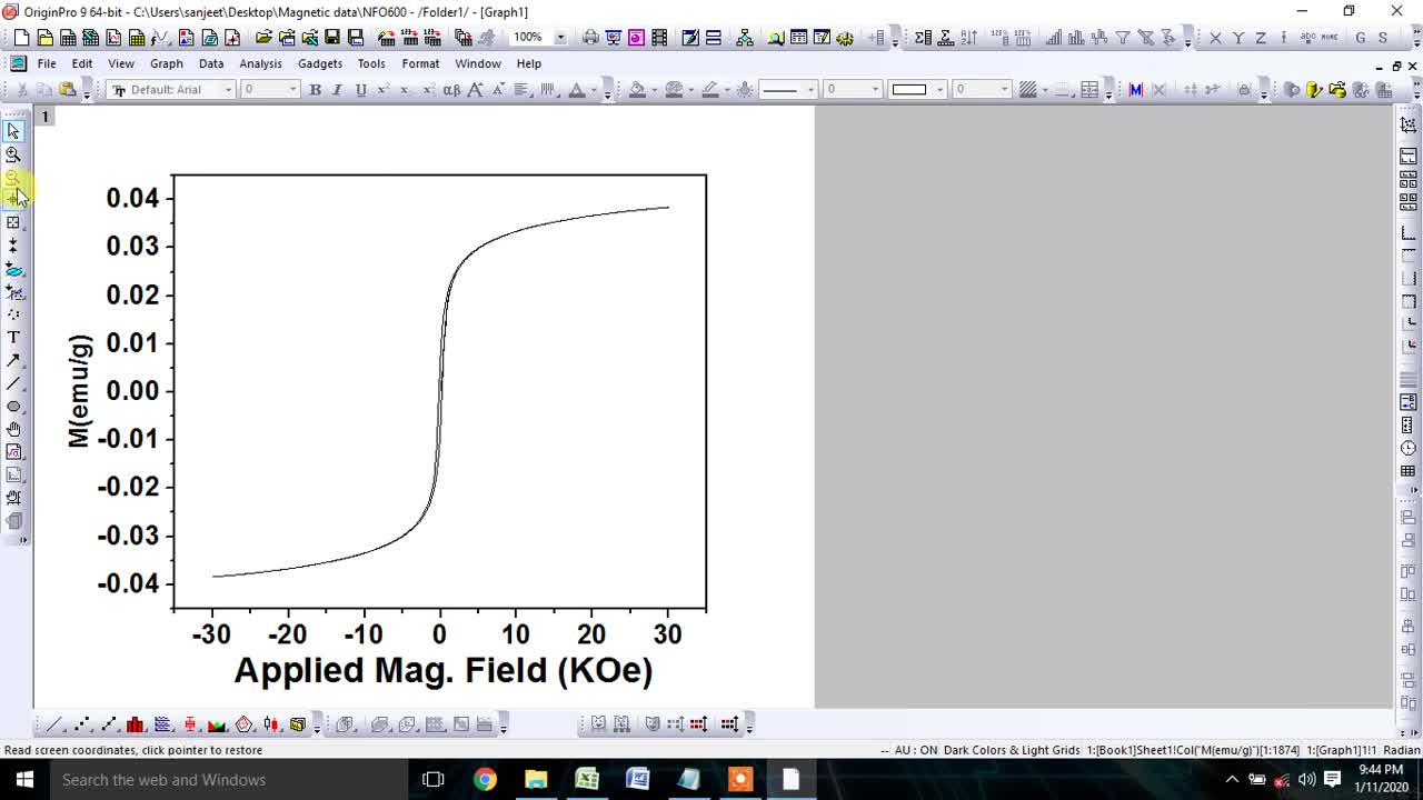 How to plot M-H loop with a standardized format using origin software