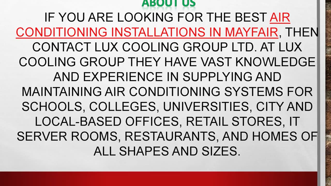 Best Air Conditioning Installations in Mayfair