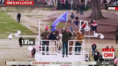 Pelosi J6 footage shows Ray Epps standing on a tower talking into a cell