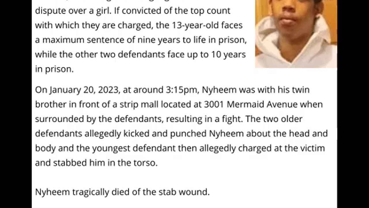 Three Boys, Aged 13, 14, & 16 Charged With Murder Of NYC 17 Year Old - Nyheem Wright