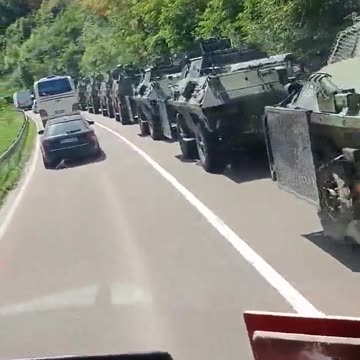 Serbian army convoy near Kosovo - reportedly from earlier today