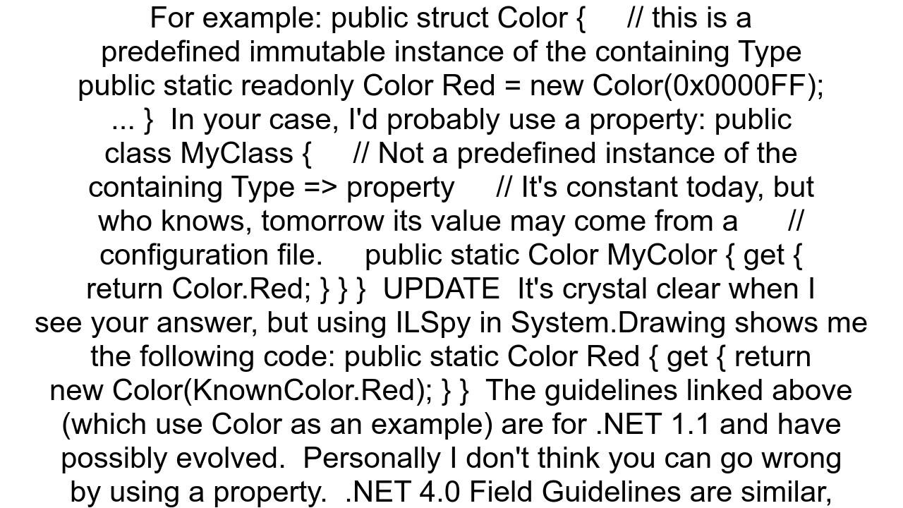 Static property or static readonly field