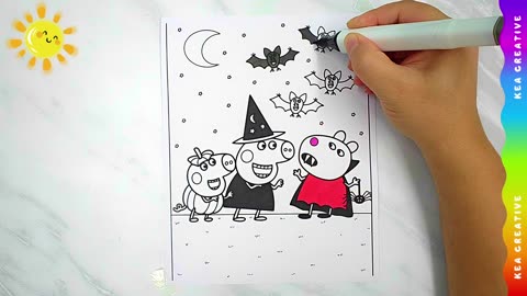 Peppa Pig Halloween! Coloring Pages For Childrens. Enjoy!