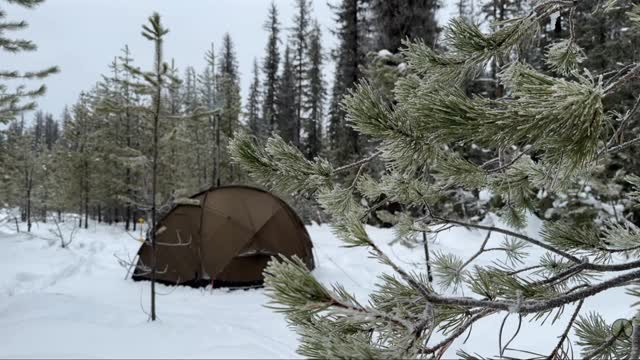 Snowy Forest Hot Tent Camping | Baum Outdoors Source