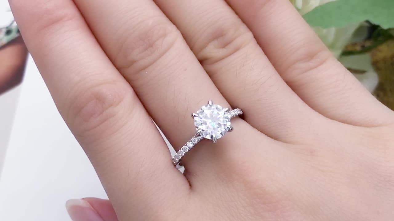 MSR-557 14K White Gold DEF VVS Moissanite Enernity Ring-Messi Jewelry