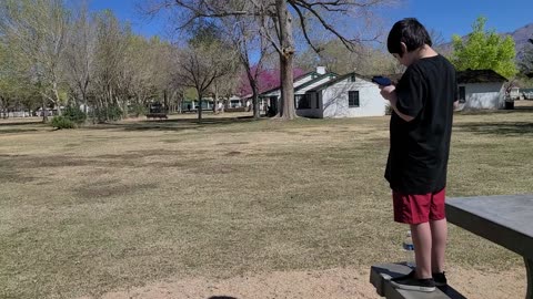 Son test fly at the park