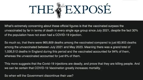 DEATH SENTENCE 1 Million COVID Vaccinated have died in England - Expose-News.com