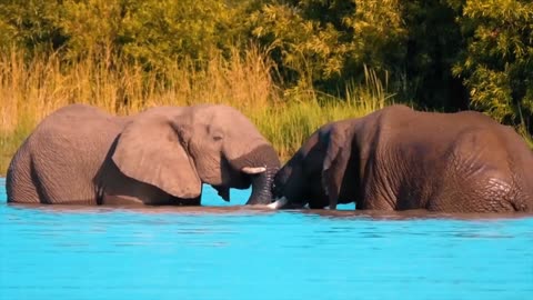 Heard of elephants playing in the wild