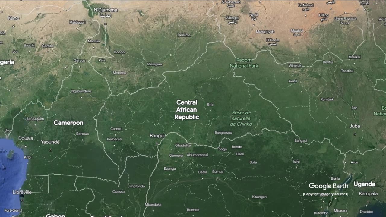 "Central African Republic 🌍 Expedition: Google Earth Zoom Across 62,601km! #ExploreCAR"