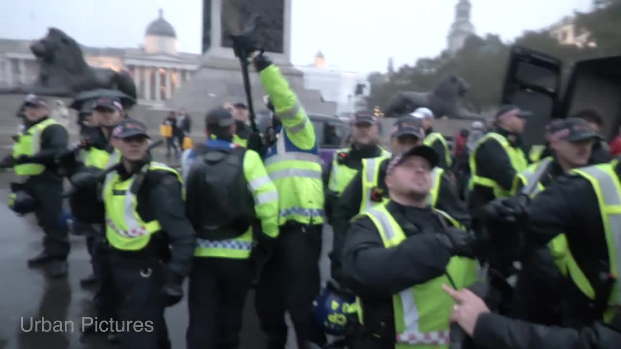 There were scuffles at Trafalgar Square, London,