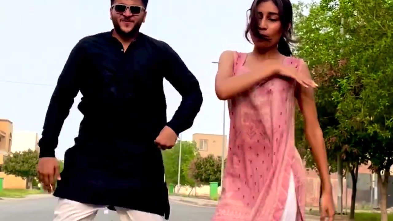 Beautiful couple dance at Punjabi song