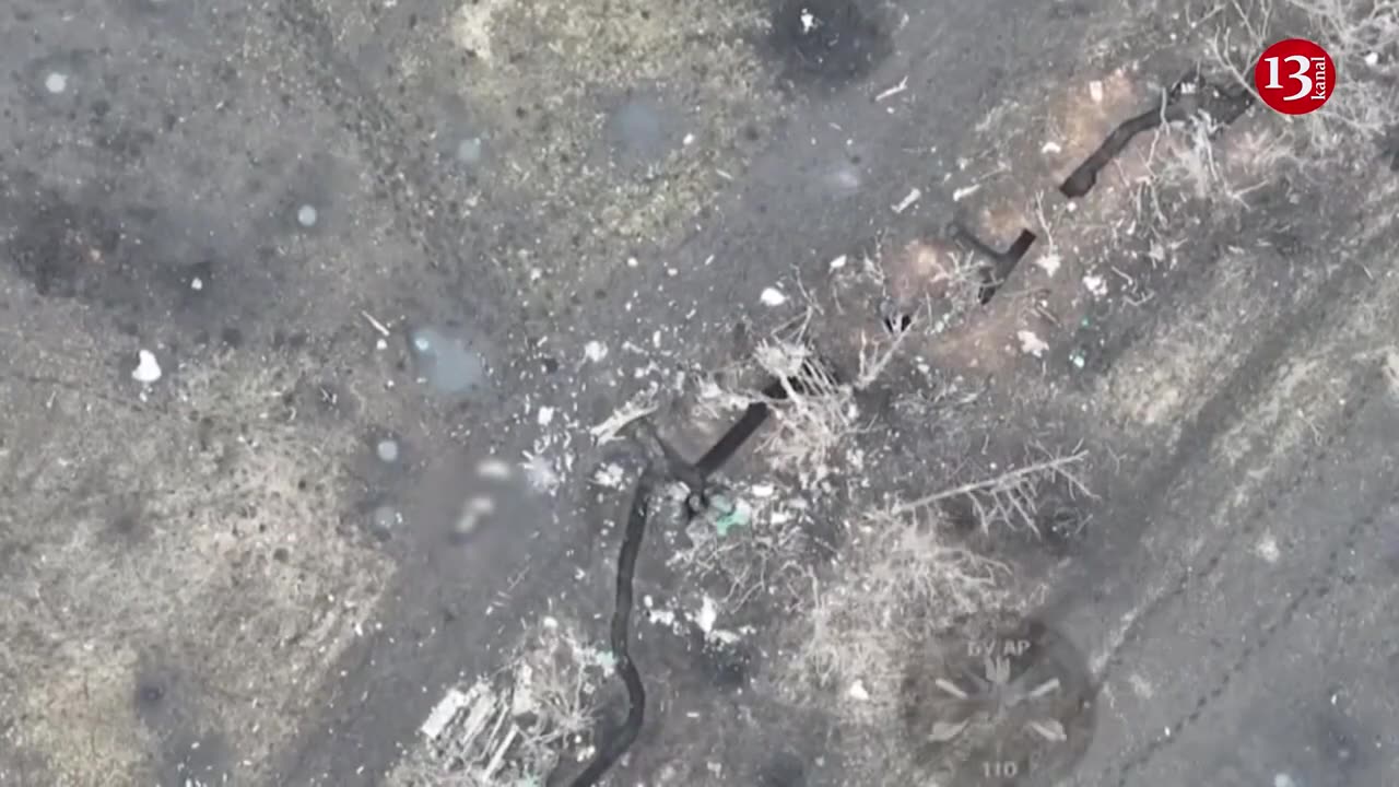 DRONE’S “GIFT” for Russians gathering ammunition in trench in Avdeyevka and preparing for an attack