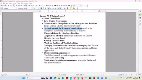 Consulting for Equity- Chapter 13 : What to do next?