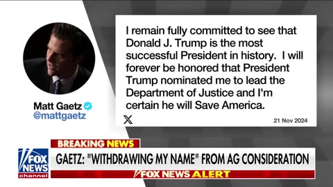 BREAKING: Gaetz withdraws his name from AG consideration