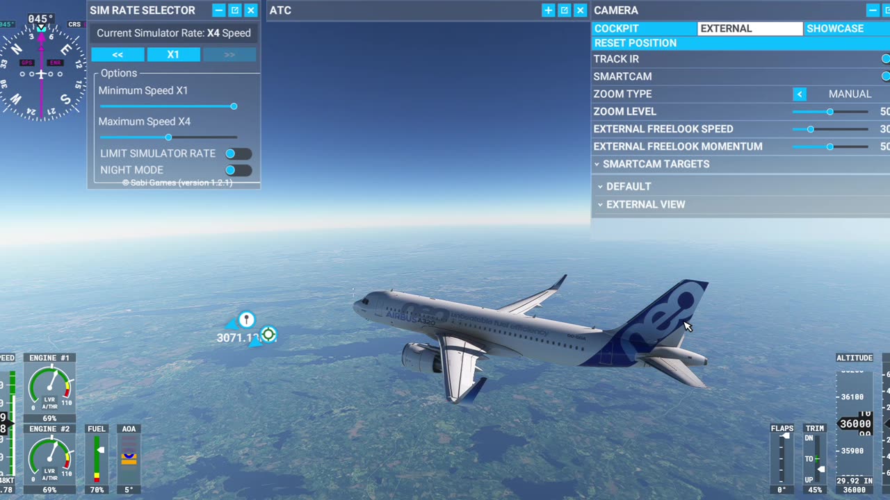 Sim Rate Selector in Microsoft Flight Simulator 2020