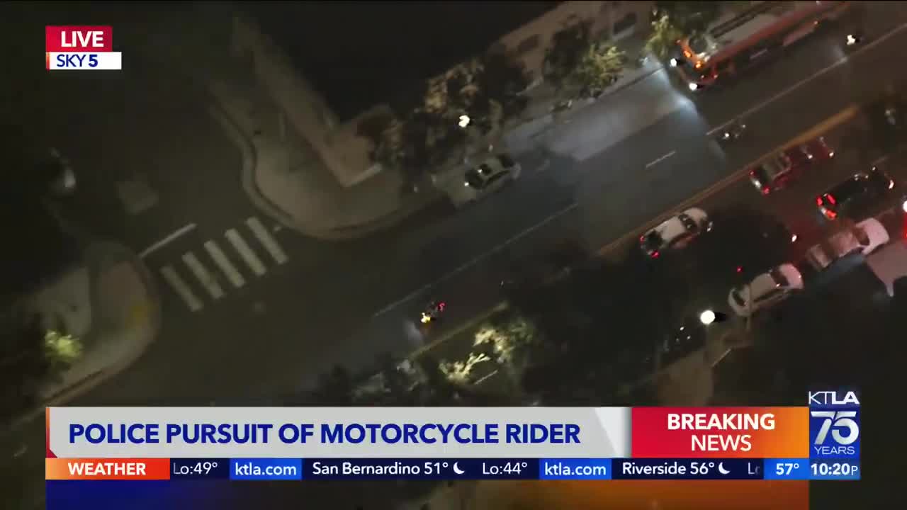 Police pursue reckless wrong-way motorcyclist through Los Angeles