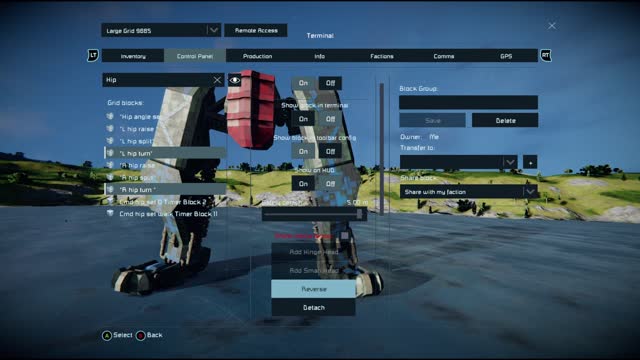 Space Engineers XBOX Mecha leg set balance test