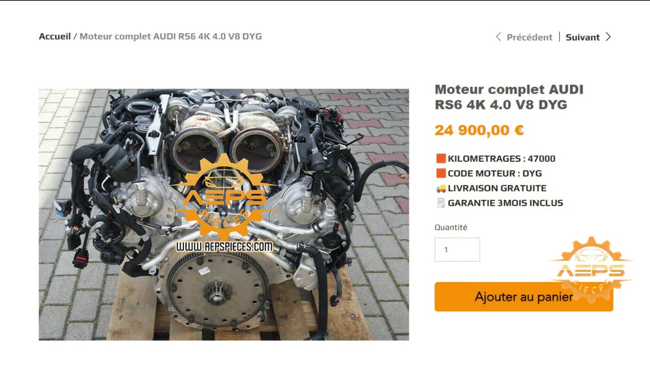 AEPSPIECES.COM - Moteur complet AUDI RS6 4K 4.0 V8 DYG