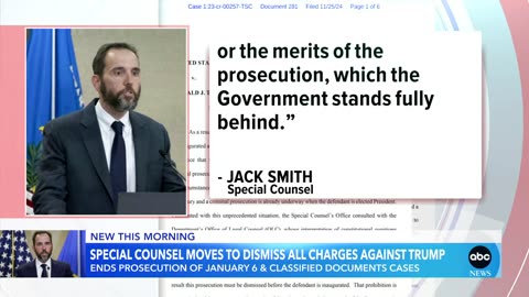 Special counsel Jack Smith moves to dismiss all charges against Trump