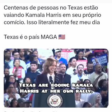Centenas de pessoas no Texas estão vaiando Kamala Harris em seu próprio comício.