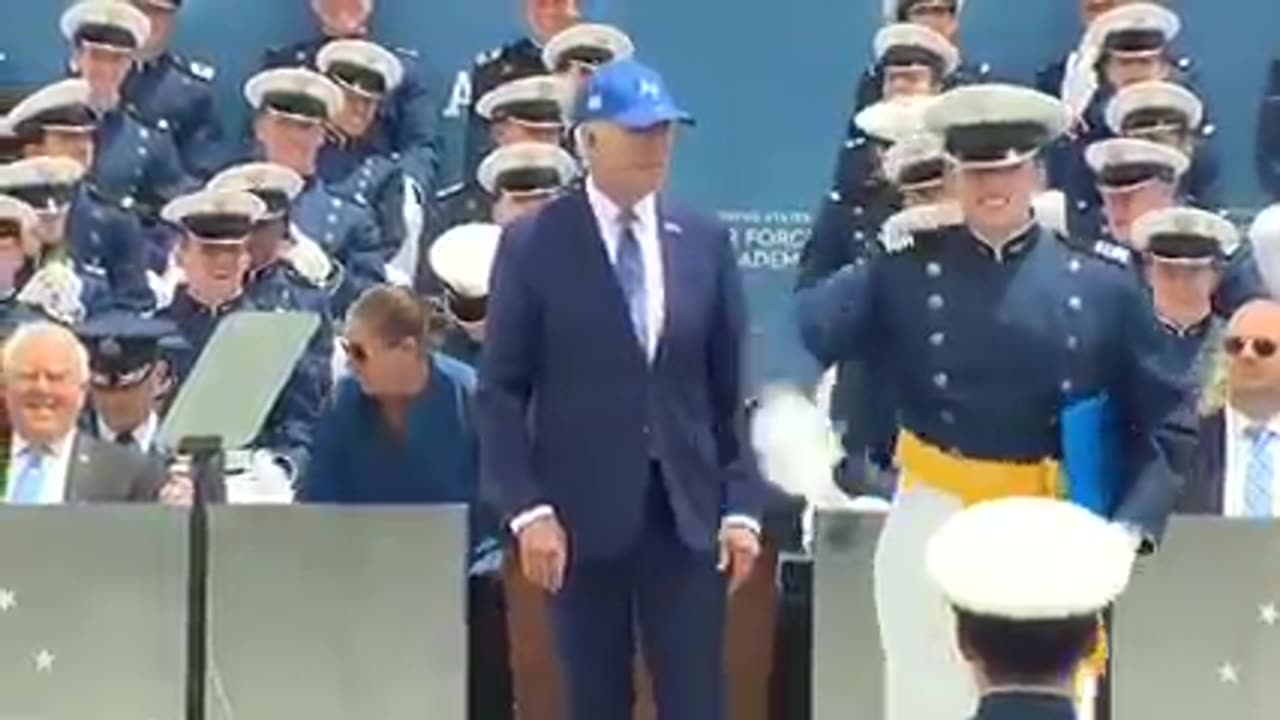 Sleepy Joe Biden falls hard at airforce graduation