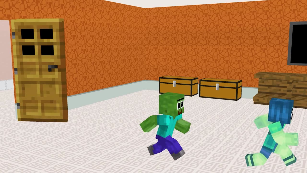 Monster School Baby Zombie School Saves Younger Sister From Dog Attack - Minecraft Animation