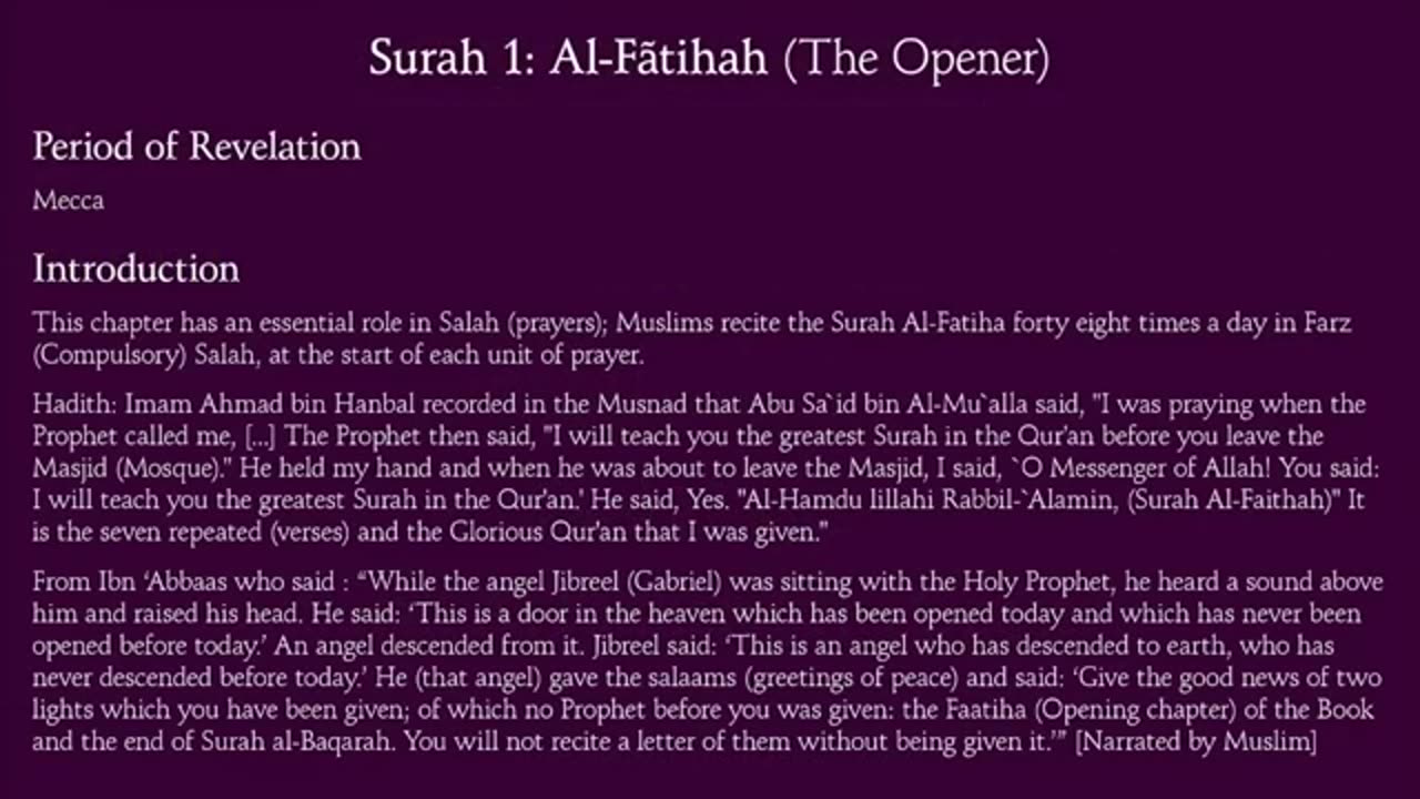 The Right Way -1( Surah Al Fatiha " The Opener")