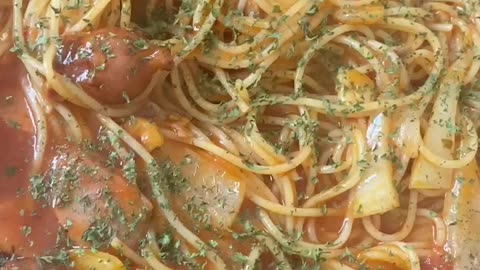 Spaghetti cooked at home in Korea