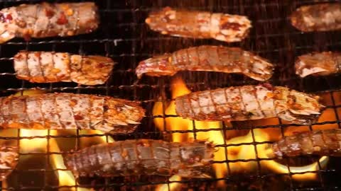 Grilled skin shrimp