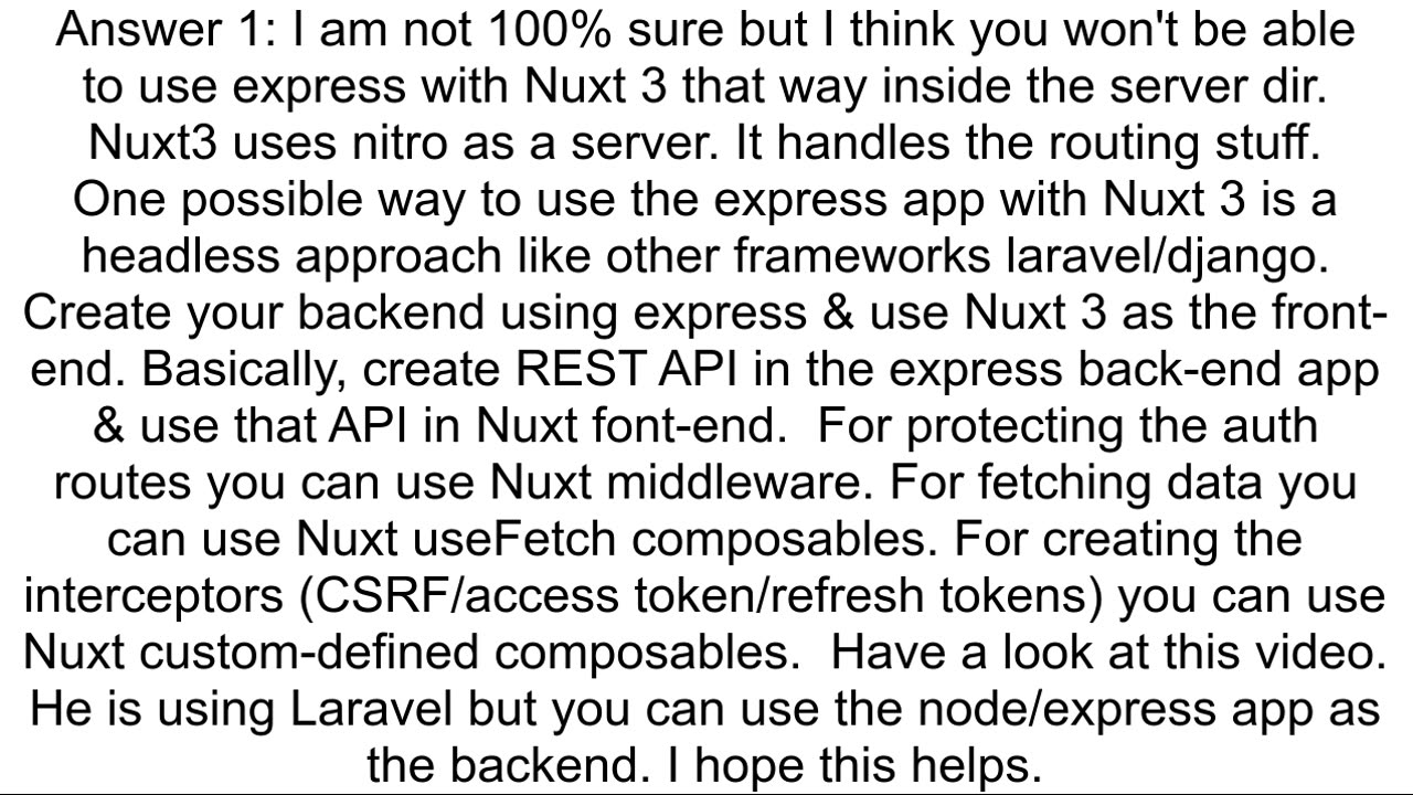 How to use Expressjs with Nuxt 3