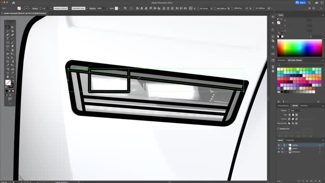 Illustrator painting teaches you the sixth step of drawing a handsome Lamborghini vector.