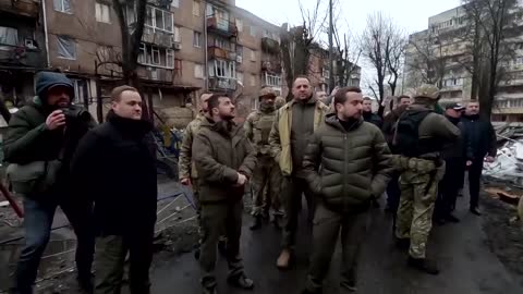 Zelenskiy visits missile-strike site in Ukraine's Vyshhorod